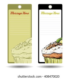 Tags with tasty cupcake. Vector illustration.