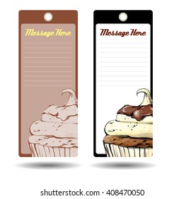 Tags with tasty cupcake. Vector illustration.