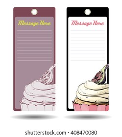 Tags with tasty cupcake. Vector illustration.