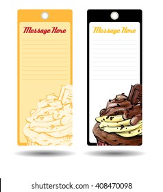 Tags with tasty cupcake. Vector illustration.