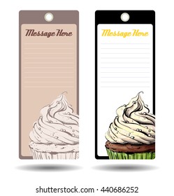 Tags with tasty cupcake. Vector illustration.
