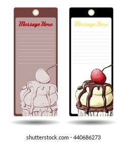 Tags with tasty cupcake. Vector illustration.