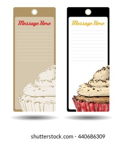 Tags with tasty cupcake. Vector illustration.