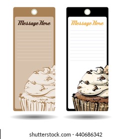 Tags with tasty cupcake. Vector illustration.