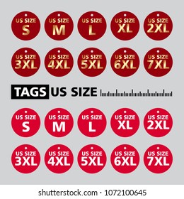 Tags US SIZE. Vector, illustration 