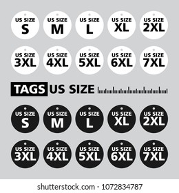 Tags US SIZE. Vector, illustration 