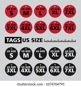 Tags US SIZE. Vector, illustration 