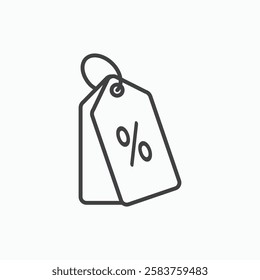 Tags vector icon isolated in black line