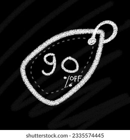 Tags white chalk brush style with blackboard background: 5, 10, 15, 20, 25, 30, 35, 40, 45, 50, 60, 70, 80, 90 percent 