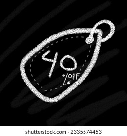 Tags white chalk brush style with blackboard background: 5, 10, 15, 20, 25, 30, 35, 40, 45, 50, 60, 70, 80, 90 percent 