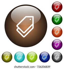 Tags white icons on round color glass buttons