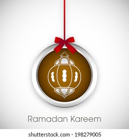 Tags,sticker,label or greeting card design of arabic lamp on the occasion of Ramadan Kareem and Eid Mubarak.