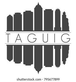 Taguig Philippines Asia Skyline Vector Art Mirror Silhouette Emblematic Buildings