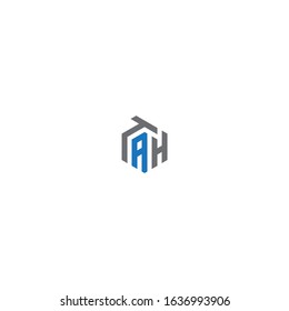 TAH nique monogram style logo design with blue and grey.