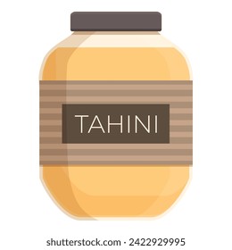 Tahini jar icon cartoon vector. Greek bread. Vegetable cooking