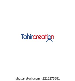 Tahir Creation logo about for website  social media profile with color blue and red type logo