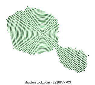 Tahiti gepunktete Karte. Digitale Form von Tahiti. Das technische Symbol der Insel mit gestuften Punkten. Charmante Vektorgrafik.