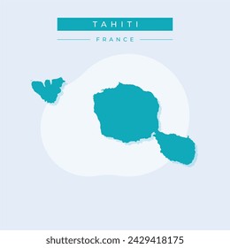 Tahiti French Polynesia map isolated on transparent background. Black map for your design. Vector illustration, easy to edit.