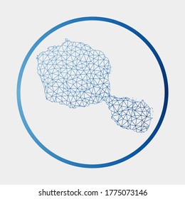 Tahiti icon. Network map of the island. Round Tahiti sign with gradient ring. Technology, internet, network, telecommunication concept. Vector illustration.