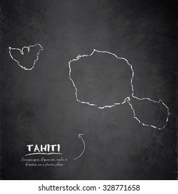  Tahiti map blackboard chalkboard vector French Polynesia