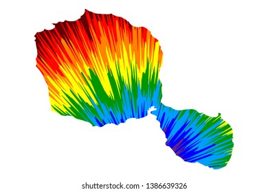 Tahiti - map is designed rainbow abstract colorful pattern, Otaheite island map made of color explosion,