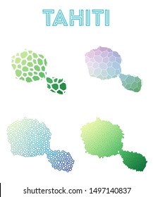 Tahiti polygonal island map. Mosaic style maps collection. Bright abstract tessellation, geometric, low poly, modern design. Tahiti polygonal maps for infographics or presentation.