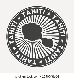 Tahiti round logo. Vintage travel badge with the circular name and map of the island, vector illustration. Can be used as insignia, logotype, label, sticker or badge of Tahiti.