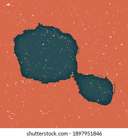 Tahiti vintage map. Grunge map of the island with distressed texture. Tahiti poster. Vector illustration.