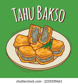 Tahu bakso illustration Indonesian food with cartoon style