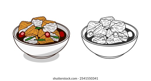 Tahu Gejrot Vector de ilustración de diseño de alimentos indonesio formato eps adecuado para sus necesidades de diseño logotipo ilustración animación etc