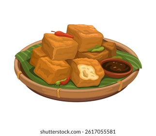 Tahu Sumedang Indonesian Traditional Food Illustration Vector