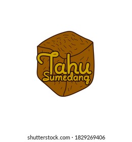 tahu sumedang is mean tofu, traditional indonesian food icon, logo, sign