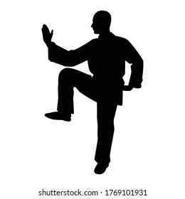 Vector de silueta de hombre tai chi chuan