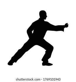 Vector de silueta de hombre tai chi chuan