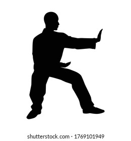 Tai Chi Chuan Man Silhouette Vector