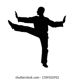 Tai Chi Chuan Man Silhouette Vector