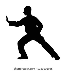 Vector de silueta de hombre tai chi chuan