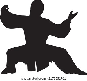 Vector de silueta de mujer tai chi chuan