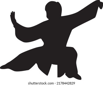 Vector de silueta de mujer tai chi chuan