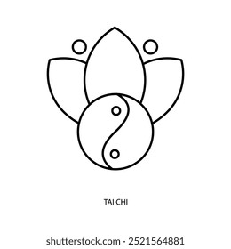 Icono de línea de concepto de tai chi. Ilustración de elemento simple. 
Diseño de símbolo de contorno de concepto de tai chi.