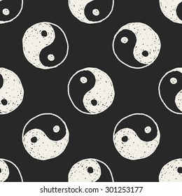 Tai Chi doodle seamless pattern background