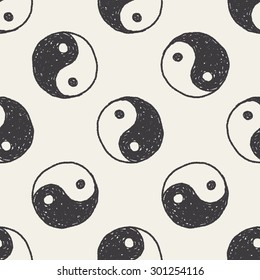 Tai Chi doodle seamless pattern background