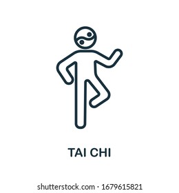 Icono de tai chi de la colección de medicina alternativa. Icono de línea simple de tai chi para plantillas, diseño web e infografías