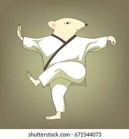 Tai Chi Mouse illustration. Mouse doing a taichi or qigong exercise 