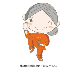 Tai Chi pose - Elderly woman  enjoying exercise