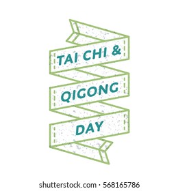Tai Chi and Qigong day emblem isolated vector illustration on white background. 29 april world healthcare holiday event label, greeting card decoration graphic element