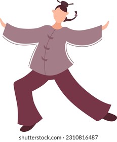 Tai chi and qigong exercises. Vector flat illustration