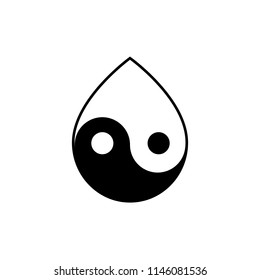 Tai Chi Sign Inside The Water Droplet. Isolated Vector Illustration