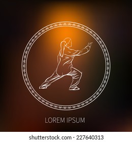 Tai Chi Vector Stylized Icon with an Ornament in a Circle. Graphic Design Element Template Style Icon or Logo for for the Exercising Group