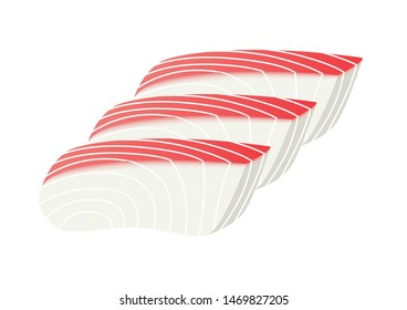 Tai fish sashimi vector on white